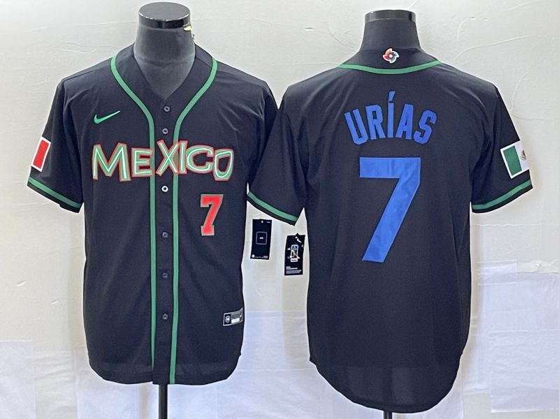 Men 2023 World Cub Mexico #7 Urias Black blue Nike MLB Jersey->more jerseys->MLB Jersey